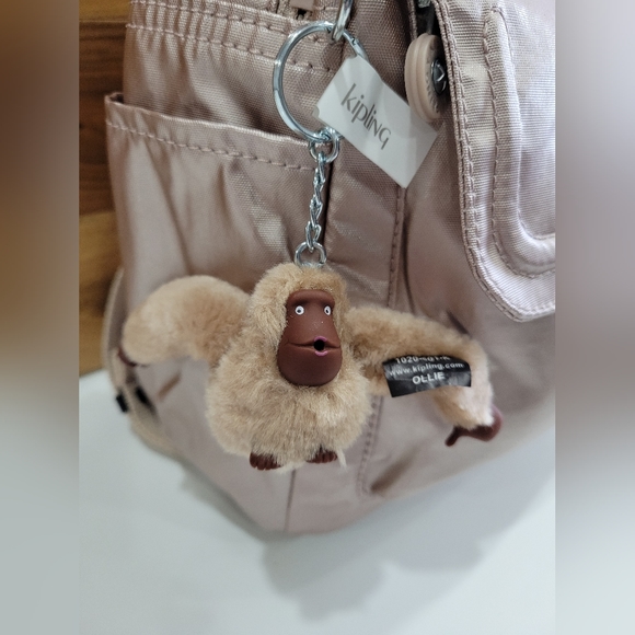 KIPLING BACKPACK METALLIC GOLD ROSE Matta Up Bag Medium NEW - Picture 7 of 15